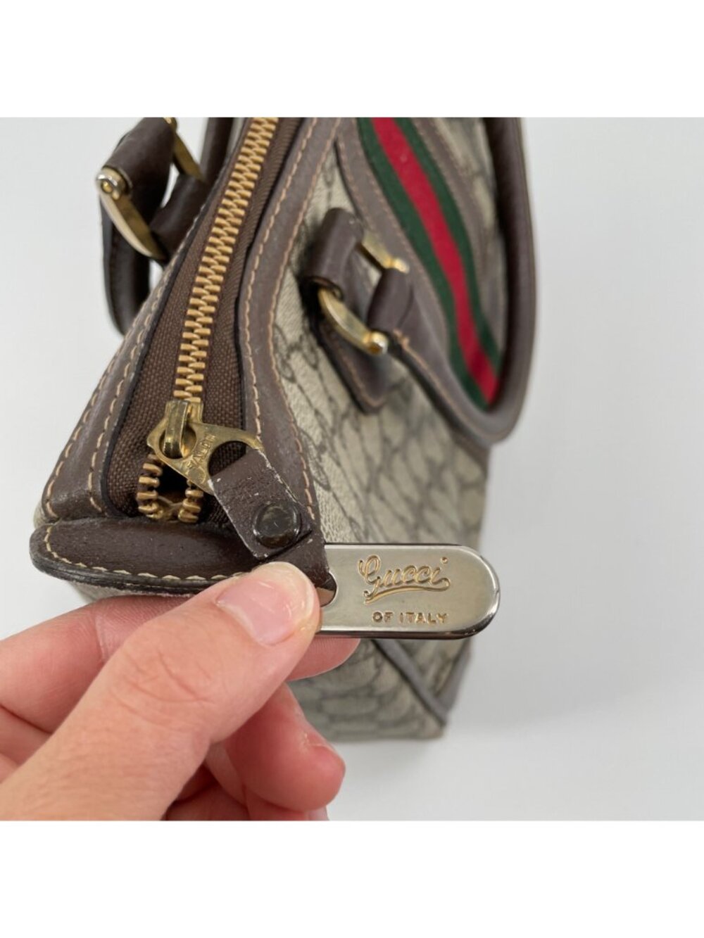 Gucci Ophidia Boston Leather Medium Top Handle Purse Bag Monogram Logo Luxury - Picture 16 of 16